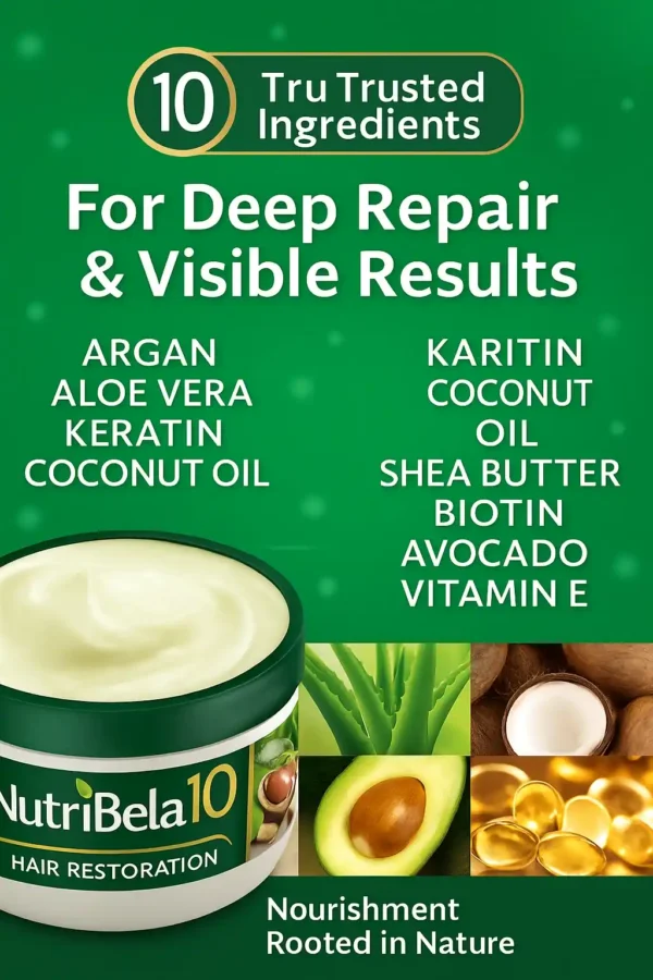 Nutribela Hair Mask for damaged dry hair treatment with Avocado Argan Collagen Coconut oil Keratin Aloe Vera Vitamin E Serum Shea Macadamia Deep Conditioner Curly Frizzy cabello maltratado 17Onz - Image 2